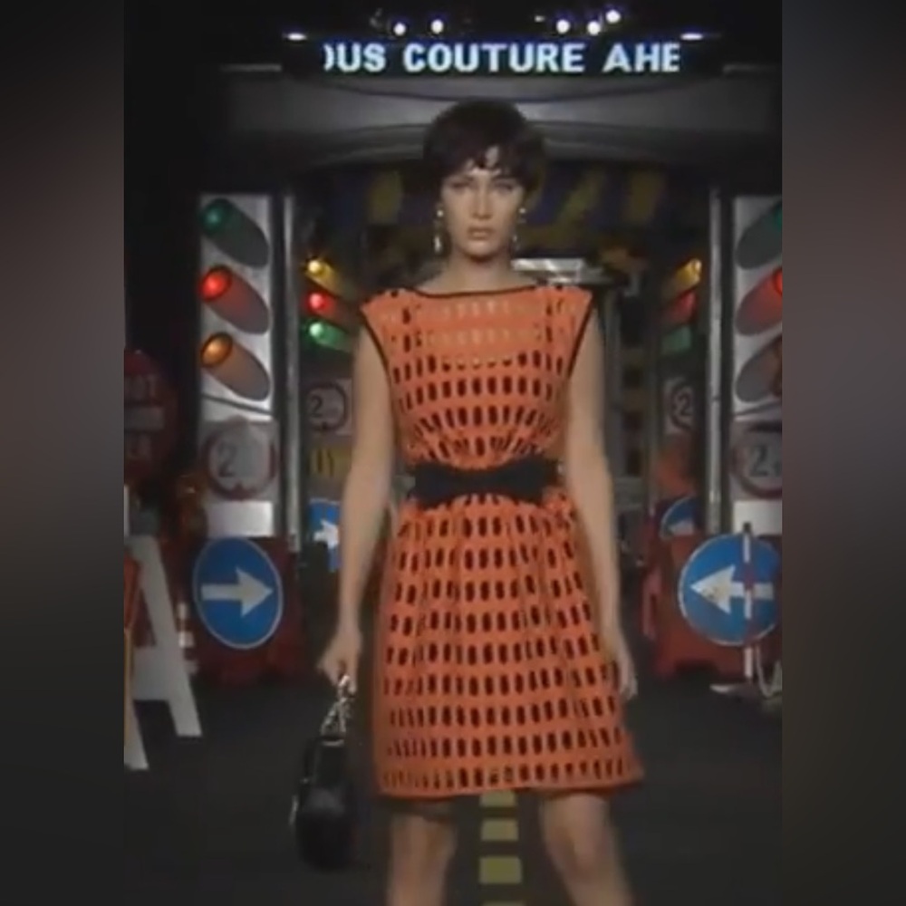 Moschino Couture Orange and Black Dress size 14